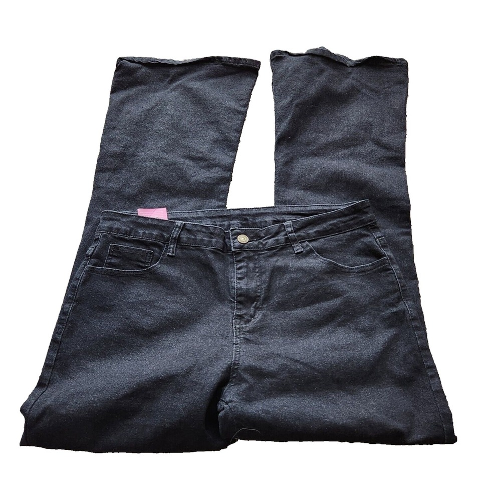 Tengfu NWT Womens Bootcut Jeans Size‎ 16 Black Denim Stretch 5 Pocket Pants NEW